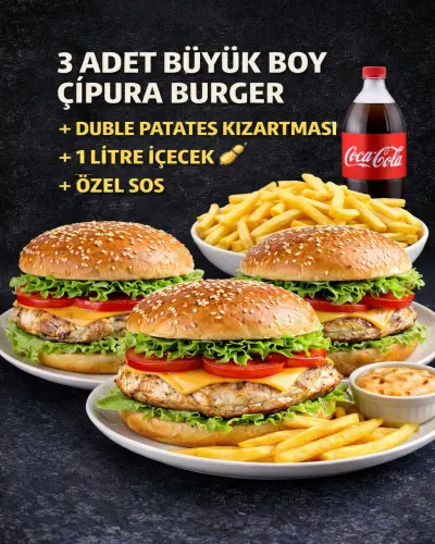 3 'LÜ BURGER+ PATATES 🙋🙋🙋