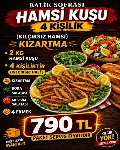 HAMSİ KUŞU 4 KİŞİLİK ( KILÇIKSIZ HAMSİ ) KIZARTMA