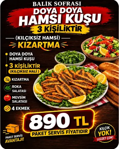 HAMSİ KUŞU 4 KİŞİLİK ( KILÇIKSIZ HAMSİ ) KIZARTMA